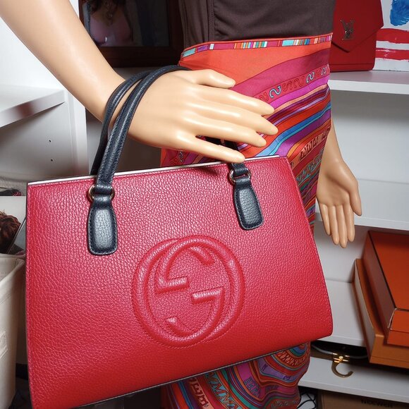 GUCCI SOHO CONVERTIBLE TOP HANDLE SATCHEL LEATHER 100% AUTHENTIC - Picture 3 of 16